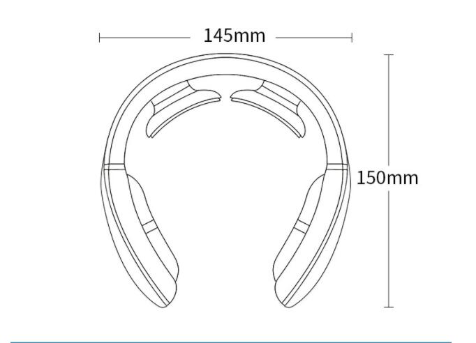 Neck massager outline with 145 x 150 mm dimensions